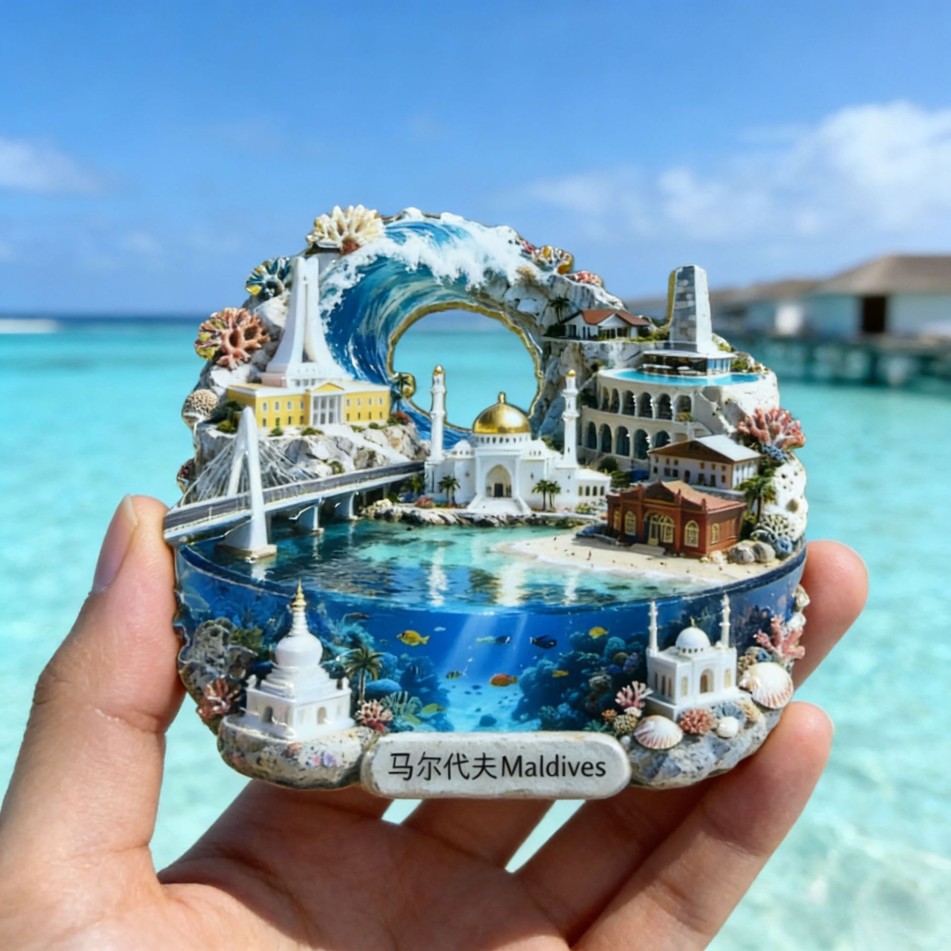 Car Accessories Bali - Maldives Metal Embossed Fridge Magnet Stylish